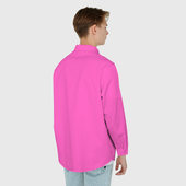 Рубашка с принтом Яркий розовый из фильма Барби для любого человека, вид сзади №2. Цвет основы: белый