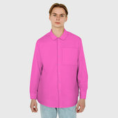 Рубашка с принтом Яркий розовый из фильма Барби для любого человека, вид спереди №2. Цвет основы: белый