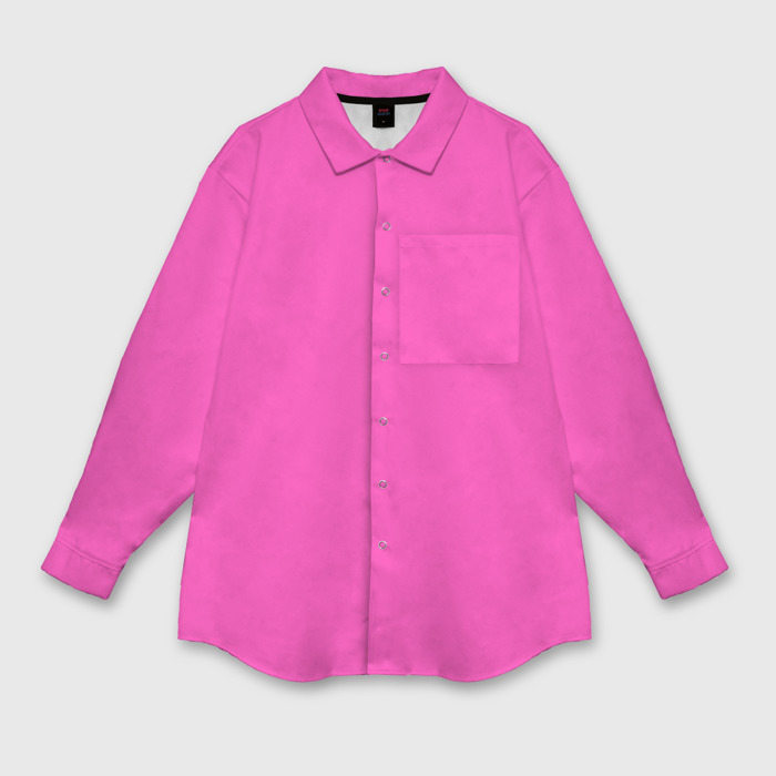 Мужская рубашка оверсайз с принтом Яркий розовый из фильма Барби, вид спереди №1