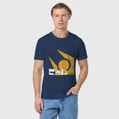 Светящаяся футболка с принтом Half life — city 17 для любого человека, вид спереди №2. Цвет основы: темно-синий