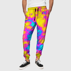 Яркая абстракция космических красок – Мужские брюки 3D с принтом купить