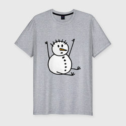 Снеговик в дудл-стиле – Мужская футболка хлопок Slim с принтом купить