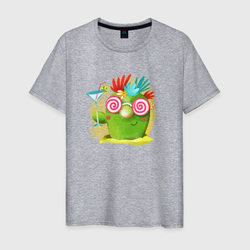 Кактус с коктейлем  – Мужская футболка хлопок с принтом купить со скидкой в -20%