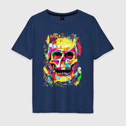Красочный стилизованный череп – Мужская футболка хлопок Oversize с принтом купить со скидкой в -16%
