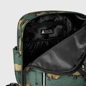 Рюкзак с принтом Капибары на траве для женщины, вид на модели спереди №5. Цвет основы: белый
