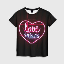 Неоновая любовь 24 часа – Женская футболка 3D с принтом купить со скидкой в -26%