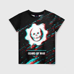 Gears of War в стиле glitch и баги графики на темном фоне – Детская футболка 3D с принтом купить со скидкой в -33%