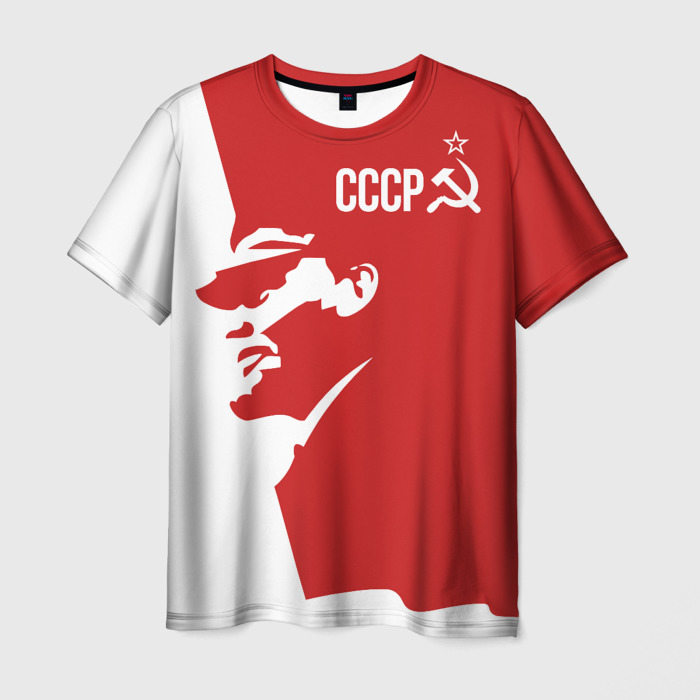 Мужская футболка с принтом СССР Владимир Ильич Ленин, вид спереди №1