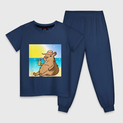 Капибара на пляже – Детская пижама хлопок с принтом купить со скидкой в -9%