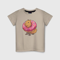 Капибара и пончик – Детская футболка хлопок с принтом купить со скидкой в -20%