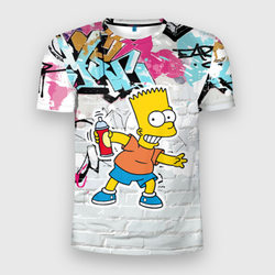 Барт Симпсон на фоне стены с граффити – Мужская футболка 3D Slim с принтом купить со скидкой в -11%
