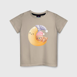 Милый мишка спит на месяце – Детская футболка хлопок с принтом купить со скидкой в -20%