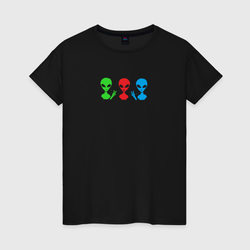 Three Aliens – Женская футболка хлопок с принтом купить со скидкой в -20%