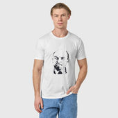 Футболка с принтом Владимир Ленин для мужчины, вид на модели спереди №2. Цвет основы: белый