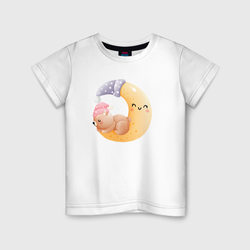 Мишка спит на месяце – Детская футболка хлопок с принтом купить со скидкой в -20%