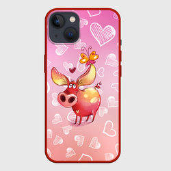 Свинка с большими ушами и с бабочкой  – Чехол для iPhone 13 с принтом купить