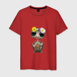 Мир - Черепаха – Мужская футболка хлопок с принтом купить со скидкой в -20%