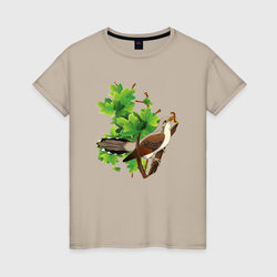 Кукушка на дереве – Женская футболка хлопок с принтом купить со скидкой в -20%