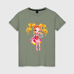 Блондинка с коктейлем – Женская футболка хлопок с принтом купить со скидкой в -20%