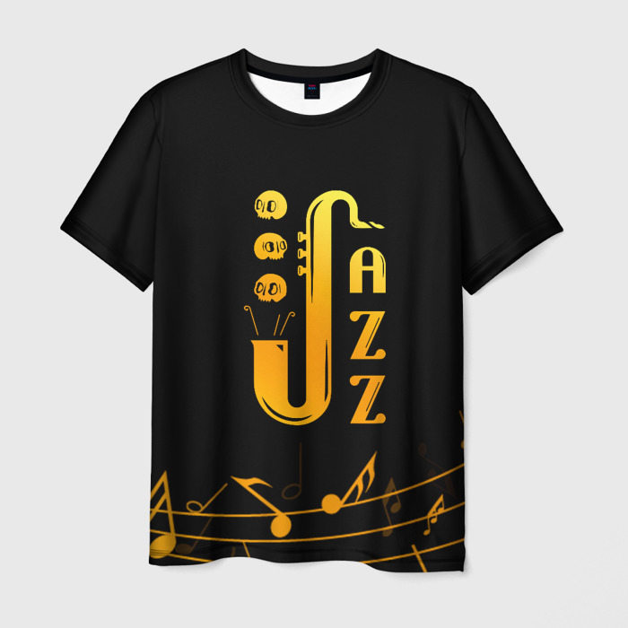 Мужская футболка с принтом Jazz — ноты, вид спереди №1