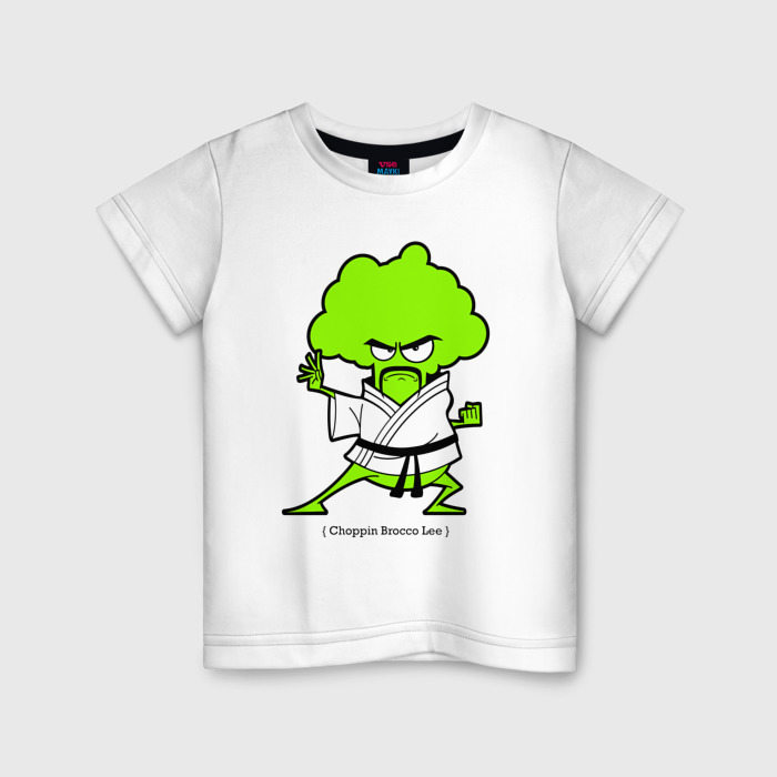 Детская футболка из хлопка с принтом Choppin Brocco Lee, вид спереди №1