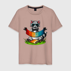 Хиппи енот – Мужская футболка хлопок с принтом купить со скидкой в -20%