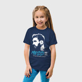 Светящаяся футболка с принтом Лионель Месси Аргентина для любого человека, вид спереди №3. Цвет основы: темно-синий