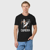 Футболка с принтом Capoeira — contactless combat для мужчины, вид на модели спереди №2. Цвет основы: черный