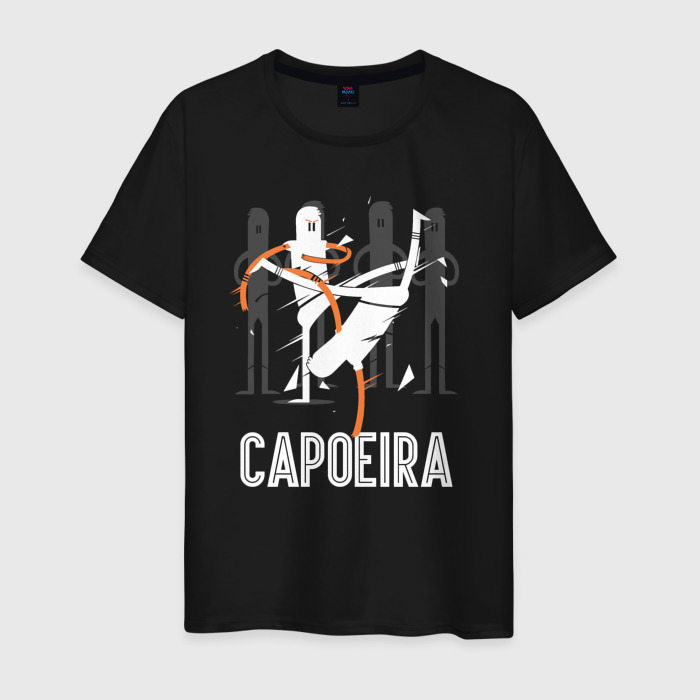 Мужская футболка из хлопка с принтом Capoeira — contactless combat, вид спереди №1