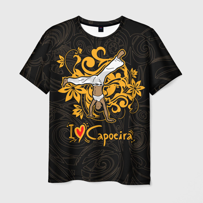 Мужская футболка с принтом I love Capoeira fighter, вид спереди №1
