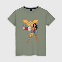 Свинка и Чудо-Женщина DC Лига Суперпитомцы – Женская футболка хлопок с принтом купить со скидкой в -20%