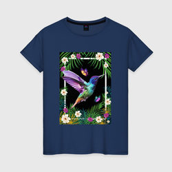 Колибри в тропиках – Женская футболка хлопок с принтом купить со скидкой в -20%