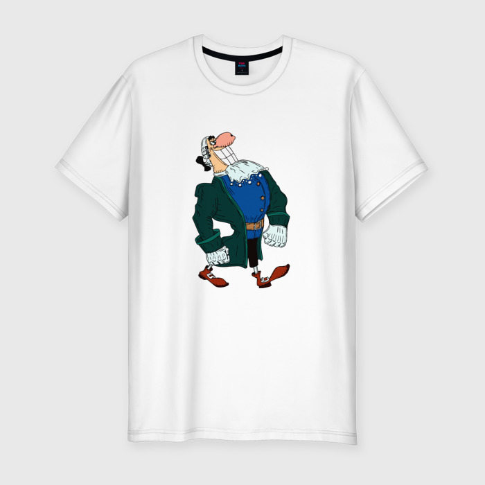 Мужская приталенная футболка из хлопка с принтом Доктор Ливси шагает под фонк мем, вид спереди №1