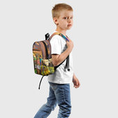 Рюкзак с принтом Олег Minecraft для ребенка, вид сзади №1. Цвет основы: белый