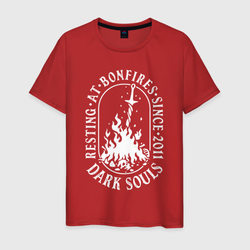 Dark Souls костер – Мужская футболка хлопок с принтом купить со скидкой в -20%