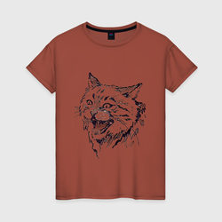 Рысь и гнев – Женская футболка хлопок с принтом купить со скидкой в -20%