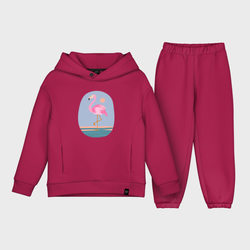 Фламинго розовый и красивый – Детский костюм хлопок Oversize с принтом купить со скидкой в -15%