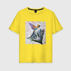 Колибри с хохолком – Женская футболка хлопок Oversize с принтом купить со скидкой в -16%