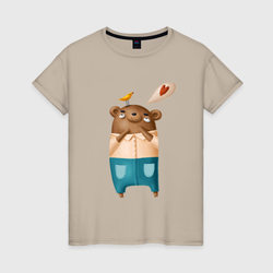 Влюбленный   мишка – Женская футболка хлопок с принтом купить со скидкой в -20%