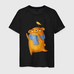 Медведь с птичкой – Мужская футболка хлопок с принтом купить со скидкой в -20%