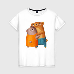 Мишки обнимаются – Женская футболка хлопок с принтом купить со скидкой в -20%