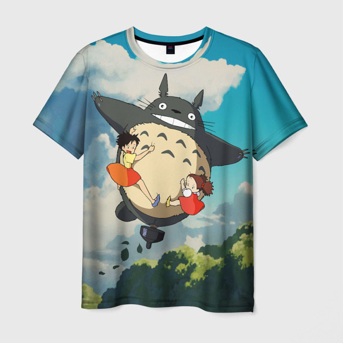 Мужская футболка с принтом Flight Totoro, вид спереди №1