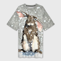 Кролик Снежок Милый – Платье-футболка 3D с принтом купить