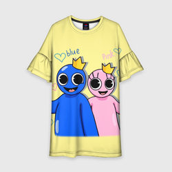 Радужные друзья: Синий и Розовая – Детское платье 3D с принтом купить