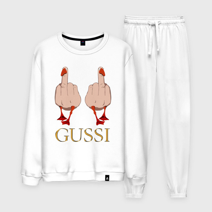 Мужской костюм из хлопка с принтом Два весёлых гуся — Gussi — fashion 2055, вид спереди №1