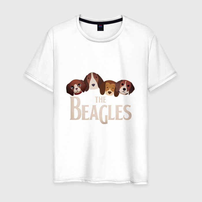 Мужская футболка из хлопка с принтом The Beagles, вид спереди №1