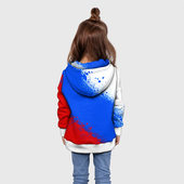 Толстовка с принтом Флаг России — триколор для ребенка, вид на модели сзади №2. Цвет основы: белый