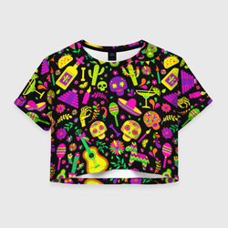 Mexican motifs – Женская футболка Crop-top 3D с принтом купить