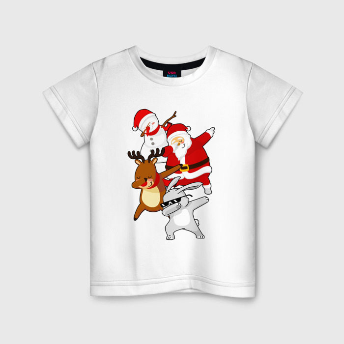 Детская футболка из хлопка с принтом Все Герои нового года ДЭБуют, вид спереди №1
