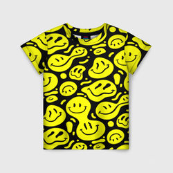 Кислотный желтый смайлик – Детская футболка 3D с принтом купить со скидкой в -33%